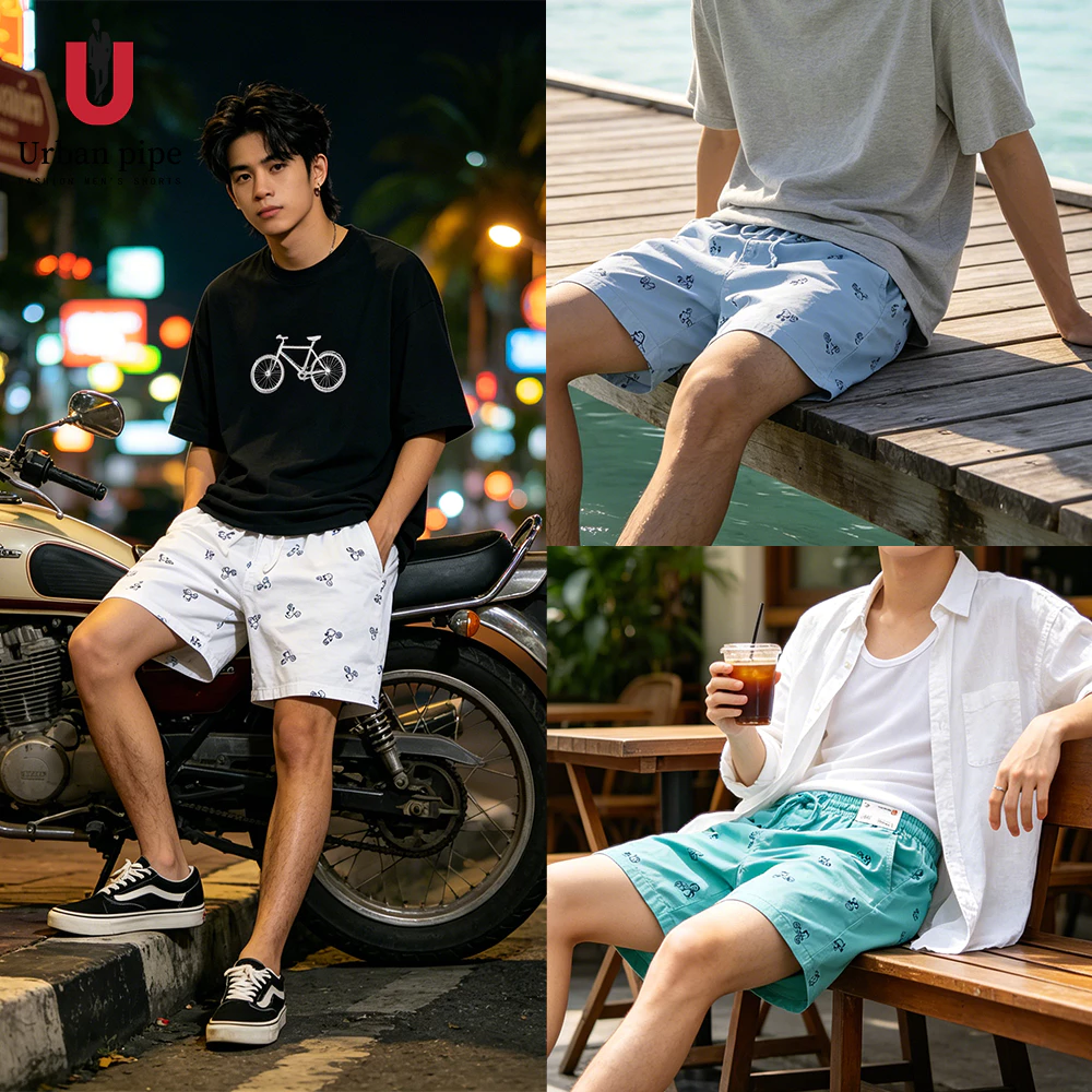 URBAN PIPE กางเกงขาสั้นผู้ชาย 100% Cotton รุ่น 526150 แบบเอลาสติก ระบายอากาศ นุ่มสบาย สำหรับใส่ในชีวิตประจำวัน