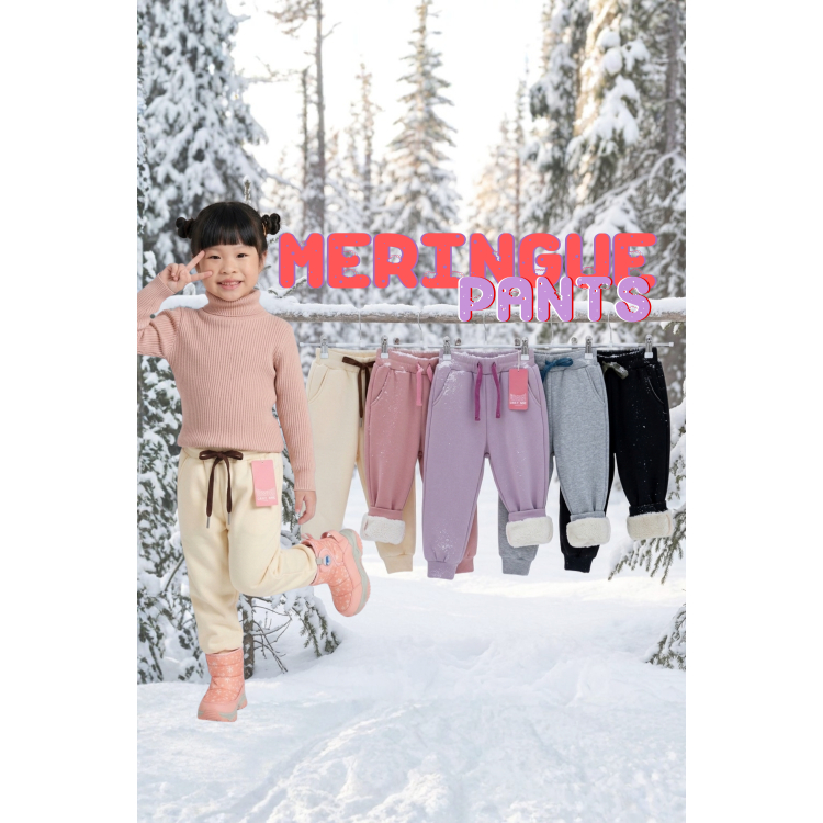 กางเกงวอร์มกันหนาวบุขนสำหรับเด็ก KP38 meringue pants