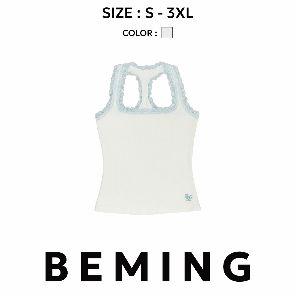 beming.official Bemingtop754 - Lila Tank Top เสื้อกล้ามลูกไม้ สีครีมขอบฟ้า used once ไม่มีตำหนิ