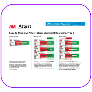(exp 03-2029) 3M Attest Steam Chemical Integrators 1243A (1 ห่อ=500แผ่น) แผ่นตรวจสอบการปราศจากเชื้อ
