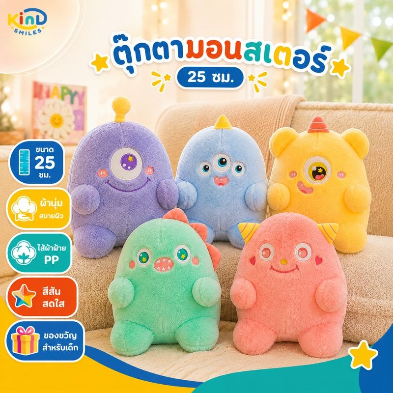 25 ซม. ของเล่นเด็ก ตุ๊กตา ตุ๊กตามอนสเตอร์ ของขวัญสําหรับเด็ก