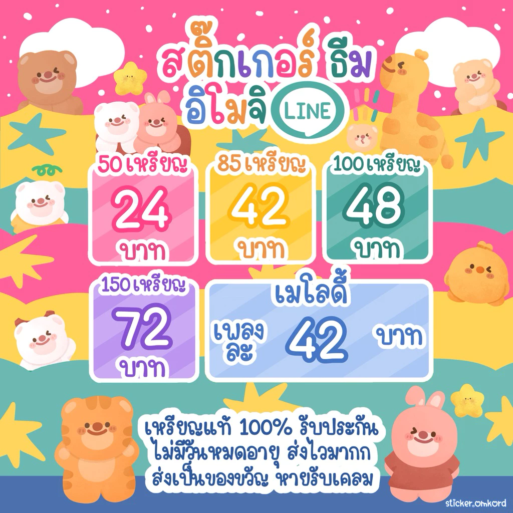 สติ๊กเกอร์ไลน์ ธีม อิโมจิ เมโลดี้ (เปิด 8.00-23.00น.)(ไม่ได้ส่งเป็นเหรียญนะคะ)