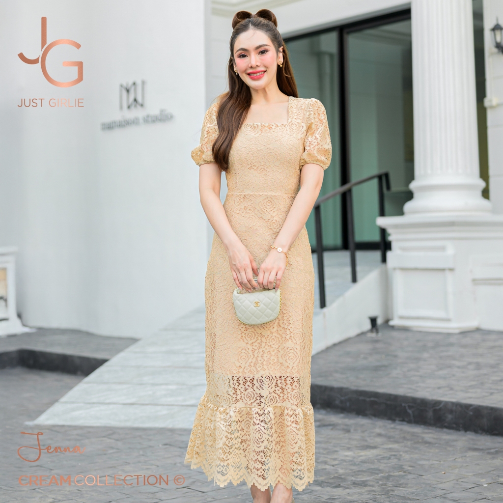 💚Dress Jenna 295฿💚เดรสลูกไม้ยาว เดรสสาวอวบ เดรสงานบุญ ชุดใส่ออกงาน ผ้าสวย ราคาถูก พร้อมส่ง มีไซส์ S M L XL