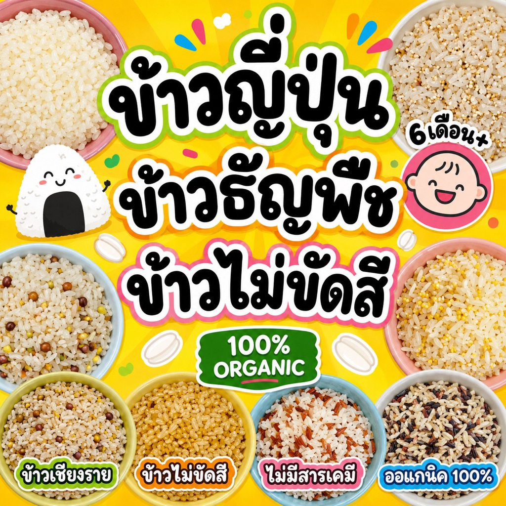 รวมข้าวออแกนิค 100% สำหรับเด็ก 6 เดือนขึ้นไป ข้าวจังหวัดเชียงราย
