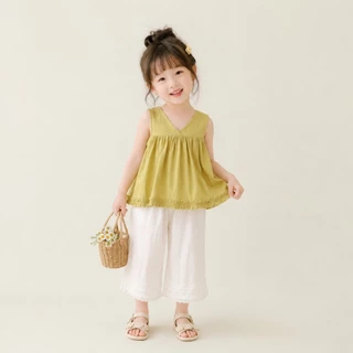 Hania kids พร้อมส่ง - ชุดเซ็ตเสื้อแขนกุดกางเกงขายาว ใส่สบายชุดเด็กผู้หญิง - K5125792
