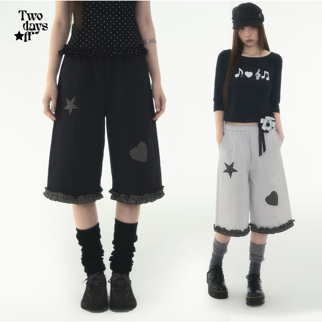 TwoDays★ff🖤pre-order Cargo cropped wide-leg กางเกงทรงคาร์โก้ครอป ⭐️จากช็อปแท้💯