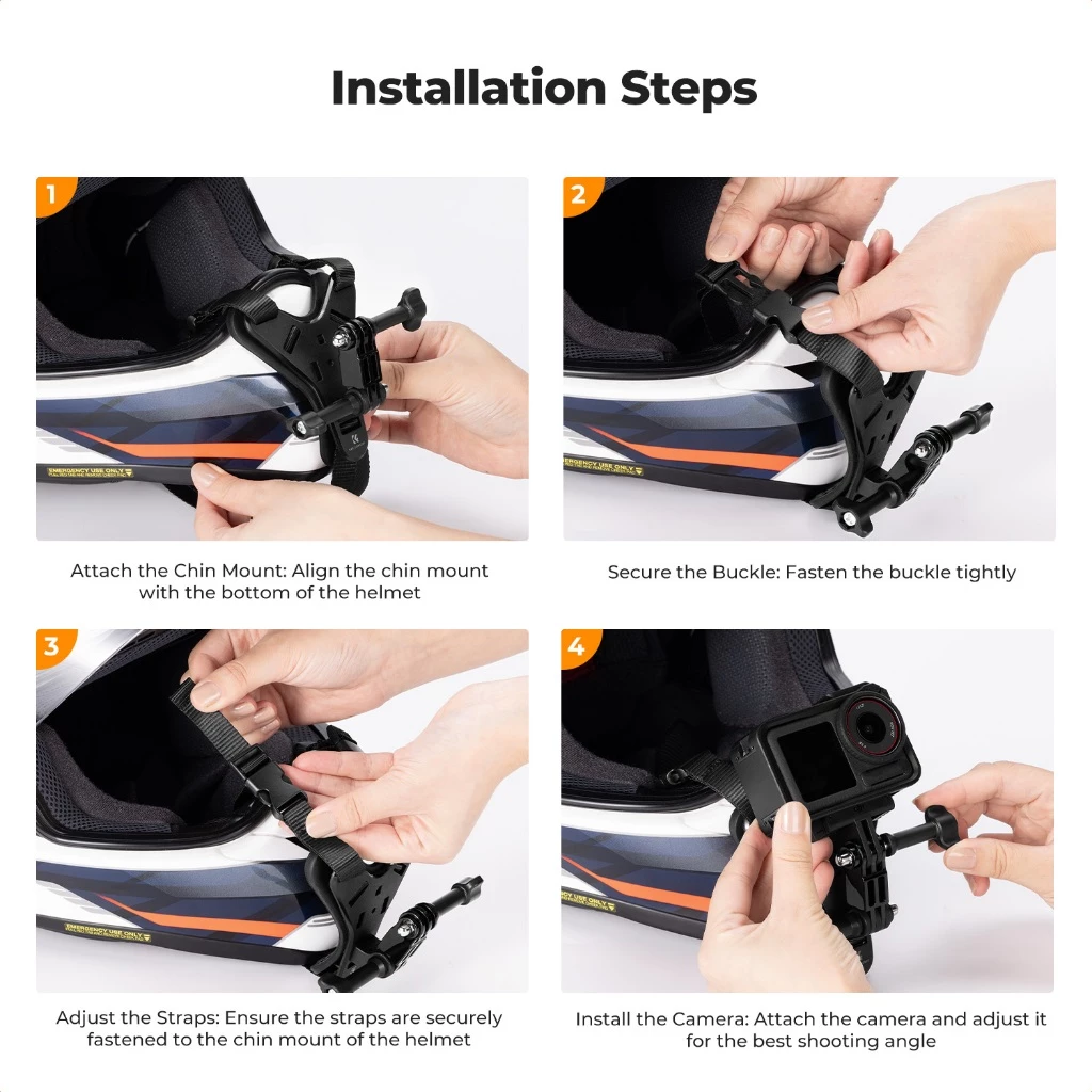 K&F CONCEPT ขายึดหมวกกันน็อค Helmet Chin Strap stand mount สําหรับ GoPro DJI Action 4/5 Pro Insta360 thumbnail 7