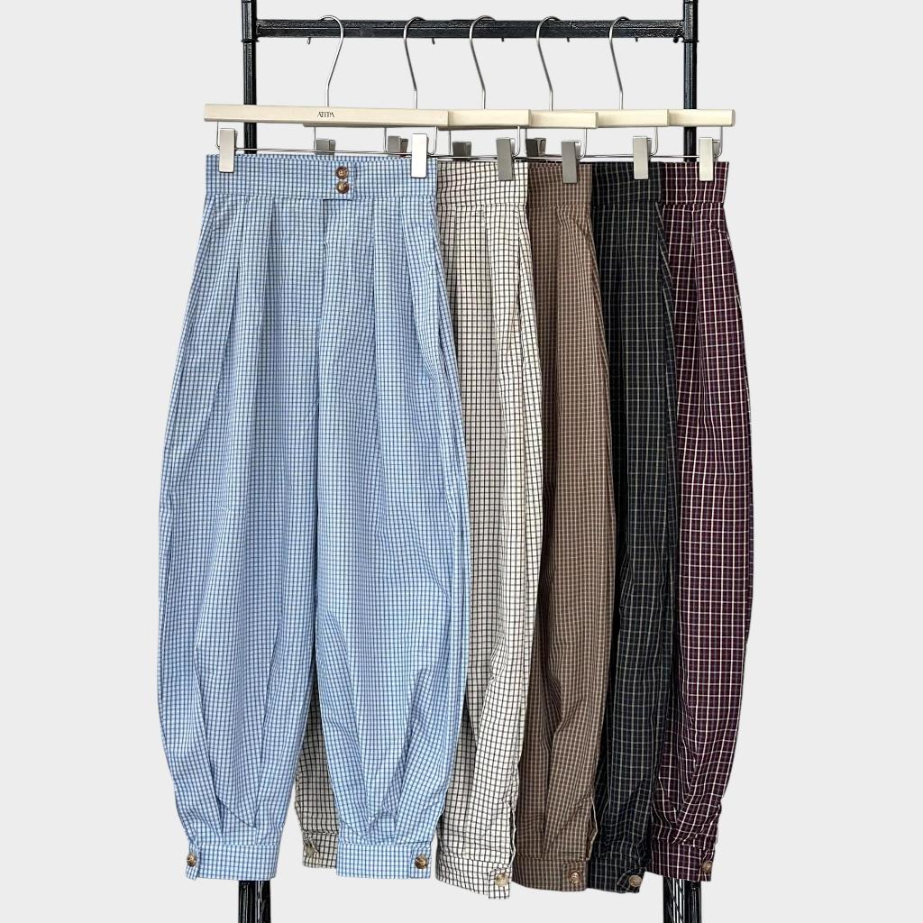 Atipashop - (7360#) Balloon Check Pants (7360#) กางเกงขา 9 ส่วน ทรงบอลลูน