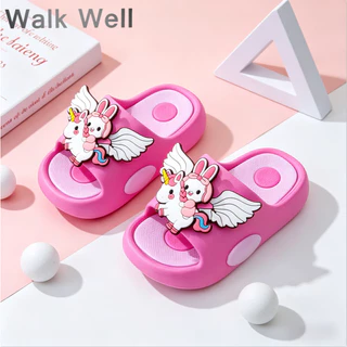 🦄WALK WELL🎁รองเท้าแตะเด็กหญิงฮิต! ลายกระต่ายยูนิคอร์นน่ารัก น้ำหนักเบา เด็กชอบมาก