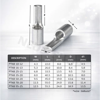หางปลาทองแดงแบบเสียบ 10-35 sq. แพ็ค 10 ตัว (ทดลองใช้ 🛠️) | Pin Terminal Copper