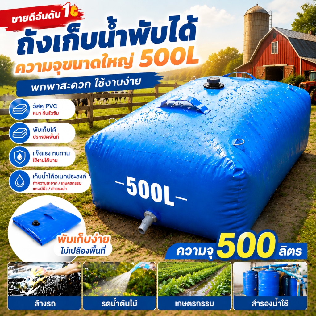 [SALE] ถุงเก็บน้ำเพื่อการเกษตร, ถังเก็บน้ําแบบพกพาพับได้ความจุขนาดใหญ่, ทนต่ออุณหภูมิสูง กันไฟ ชลประทานการเกษตร ฉุกเฉิน