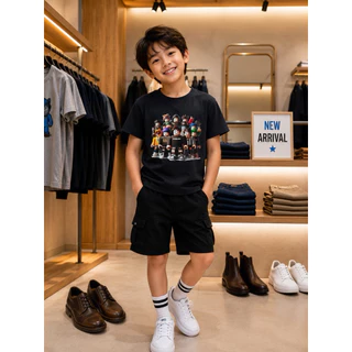 เสื้อยืดเด็กชาย เนื้อผ้าคอตตอน100 สกรีนลายสุดเท่ห์