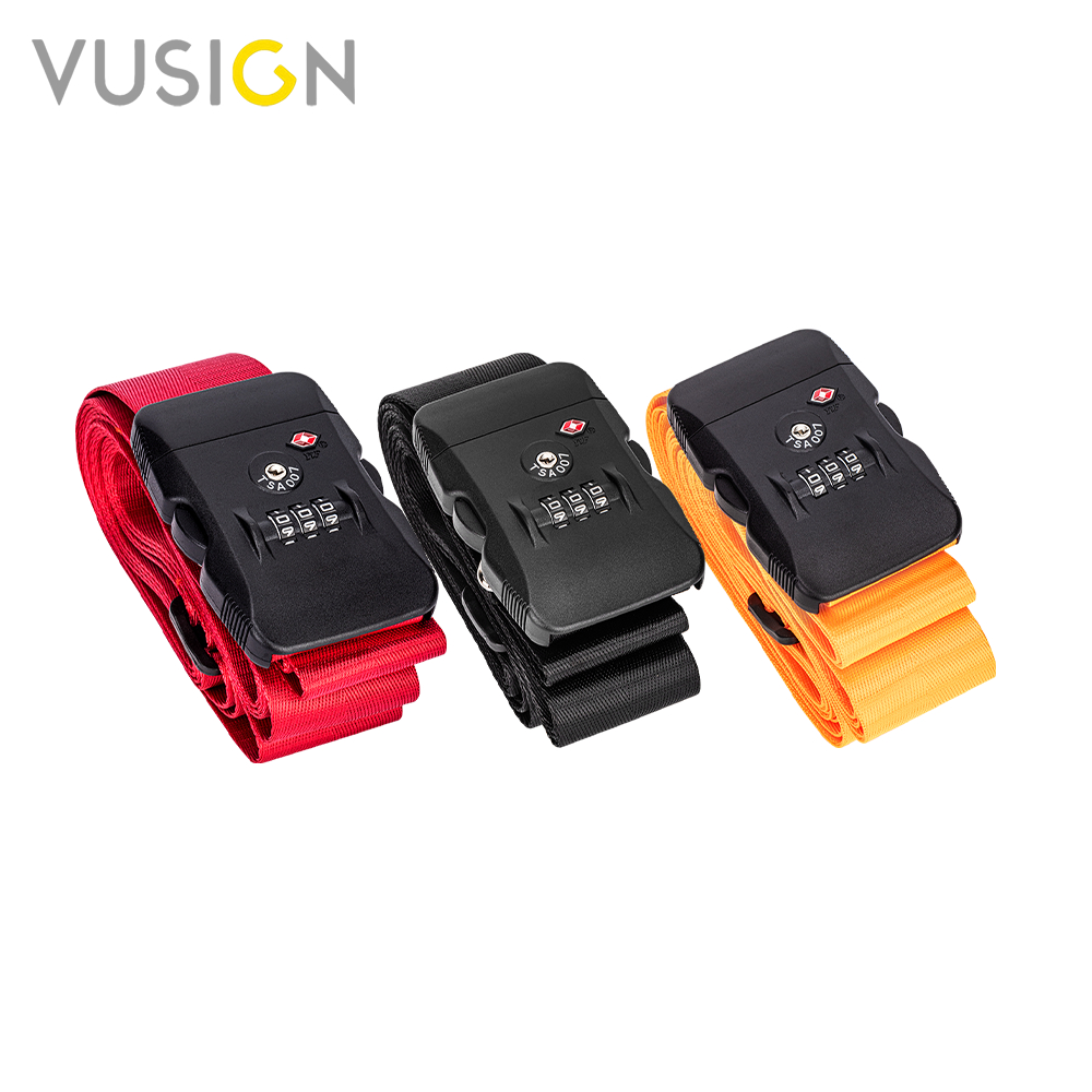 Vusign สายรัดกระเป๋าเดินทาง เข็มขัดรัดกระเป๋า ปรับขนาดได้ ล็อกแน่น มีรหัสผ่าน สายไขว้ Luggage Strap