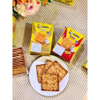 (1ซอง) Julie's crackers จูส์ลี่ แครกเกอร์ ขนมปังกรอบเคลือบ น้ำหนักสุทธิ 125-132 กรัม
