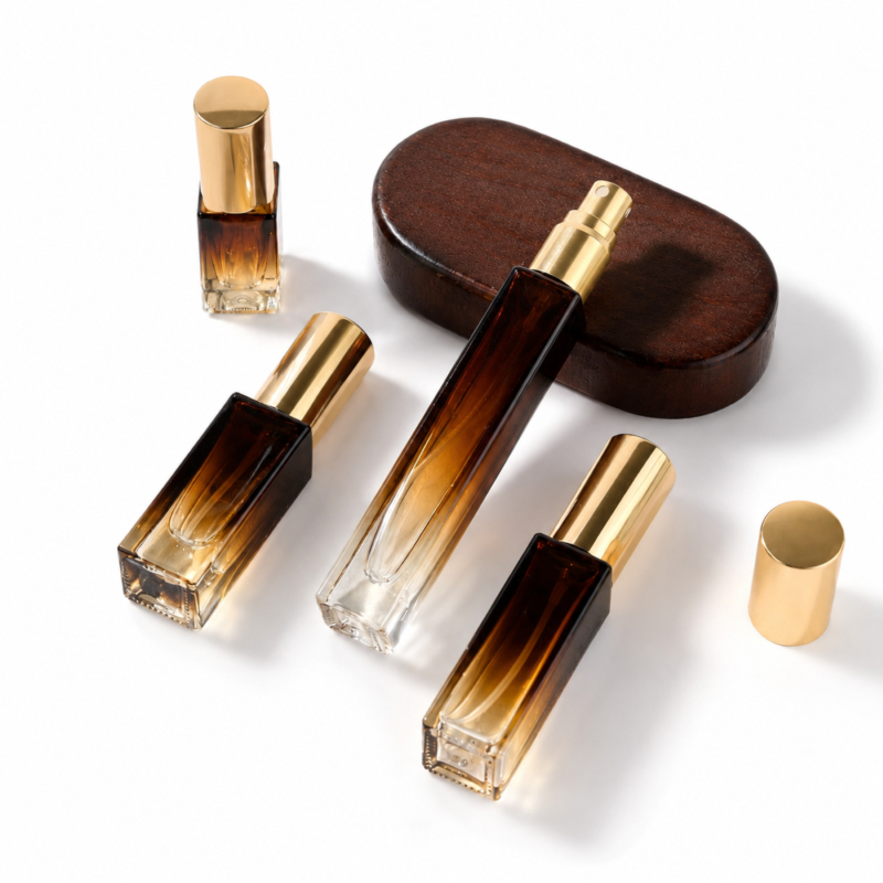 PACPAC ขวดสเปรย์แก้วไล่สีน้ำตาล 5ml/10ml ขวดแบ่งน้ำหอม ทรงเหลี่ยม พรีเมียม PF004