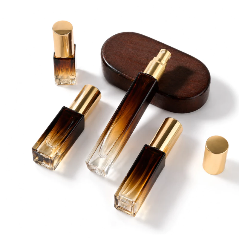 PACPAC ขวดสเปรย์แก้วไล่สีน้ำตาล 5ml/10ml ขวดแบ่งน้ำหอม ทรงเหลี่ยม พรีเมียม PF004