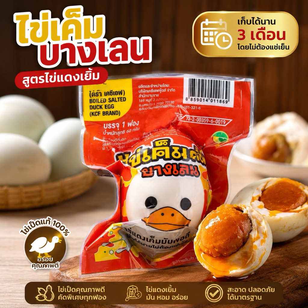 KCF ไข่เค็มต้มบางเลน สูตรไข่แดงเยิ้ม  1 ฟอง พร้อมรับประทาน