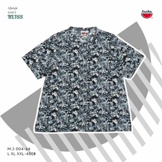 เสื้อแตงโม (SUIKA) - เสื้อแตงโมคอจีนผ่าหน้าแขนสั้นพิมพ์ลายดอกไม้ (M.J-160 315 004)