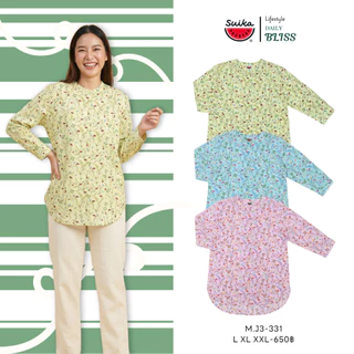 เสื้อแตงโม (SUIKA) คอจีนผ่าหน้าตลอด เจาะสาบแขนสามส่วนหน้าสั้นหลังยาว( M.J3-331 )