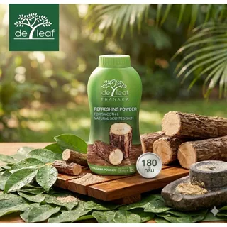 แป้งฝุ่น เดอ ลีฟ ทานาคา 80 กรัม De Leaf Thanaka Refreshing Talcum Powder (80g) (ขั้นต่ำ 3 กระป๋อง)