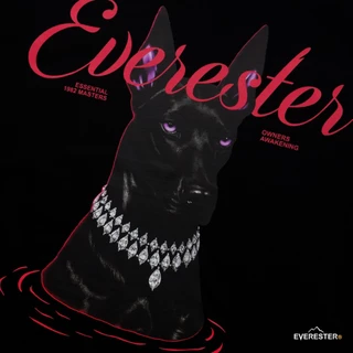 EVERESTER เสื้อยืด คอฟิต - แขนปีกนก วินเทจ Doberman Heavy Cotton เสื้อผู้ชาย Oversize สีดำ Wing