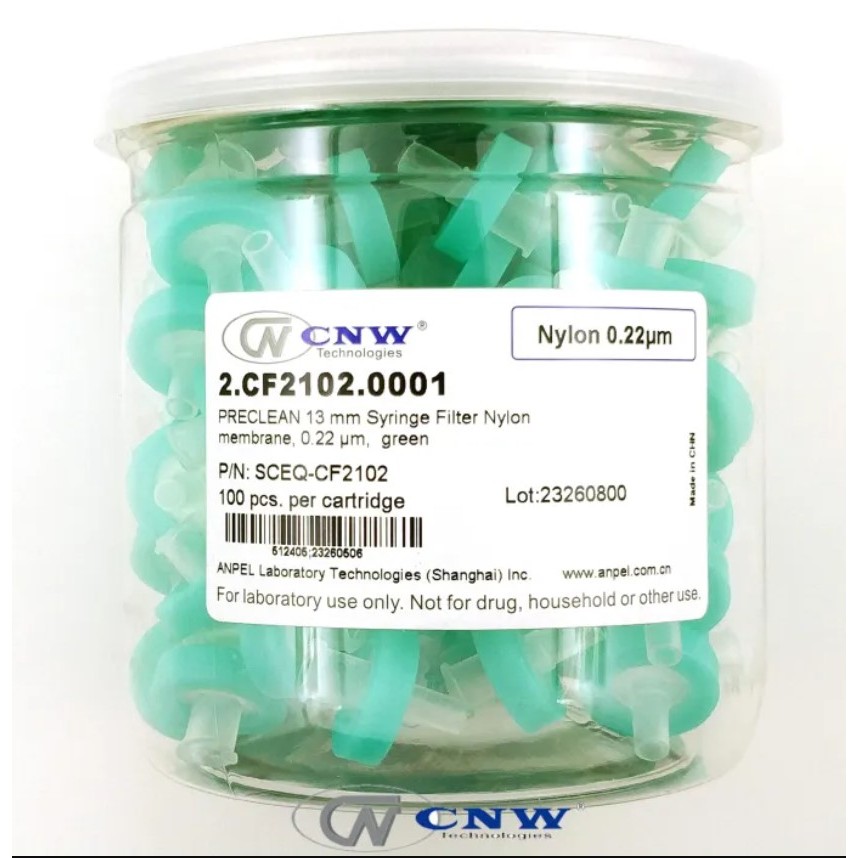 Nylon Syringe Filter 13mm, 0.22 um (100/pk)
