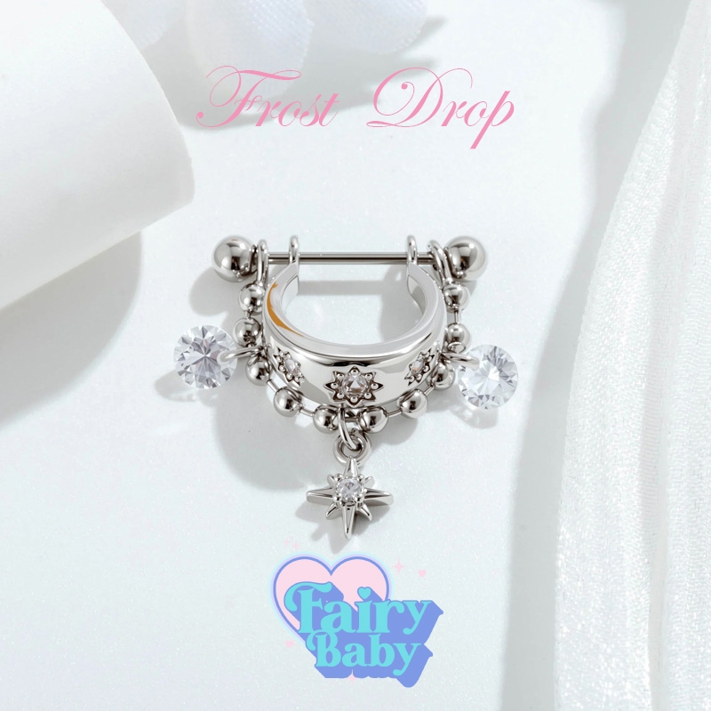 Fairybaby ห่วง Frost Drop Hoop (1 ชิ้น) จิวหู  ห่วง ประกายขาว เล่นแสง  ห้อยตุ้งติ้ง สวยงาม (J3-199)