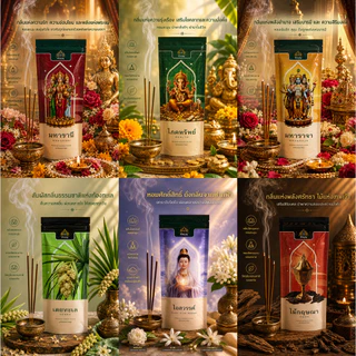 ต้นบุญ ธูปหอม 12 กลิ่น นำเข้าจากอินเดีย หอมมาก แบบซองซิป ประหยัด Incense Sticks Zipper Pack