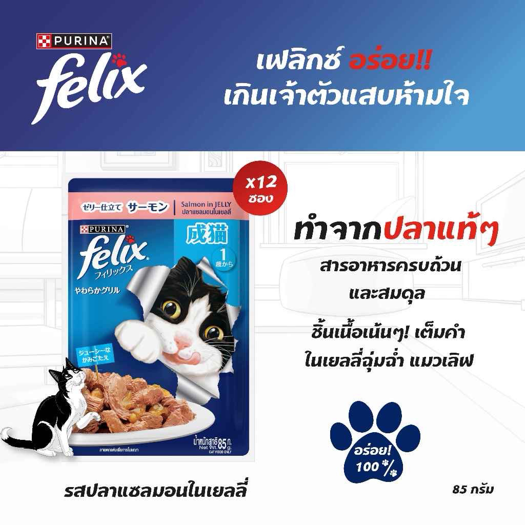 [เลือกรสชาติได้] Purina FELIX อาหารแมวเปียก 85 g x12 ซอง