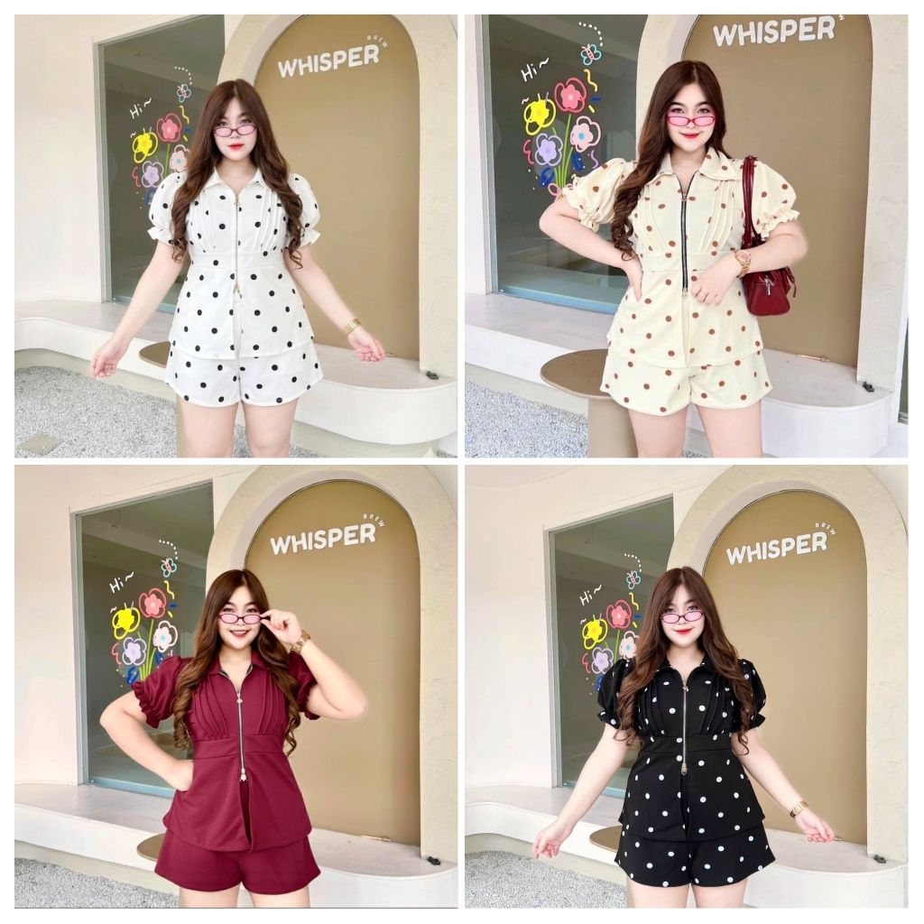 🆕ชุดเซ็ท 2 ชิ้น เสื้อ+กางเกงแต่งซิป เนื้อผ้ายืด ใส่สบาย  เข้ารูป น่ารักมากค่ะ