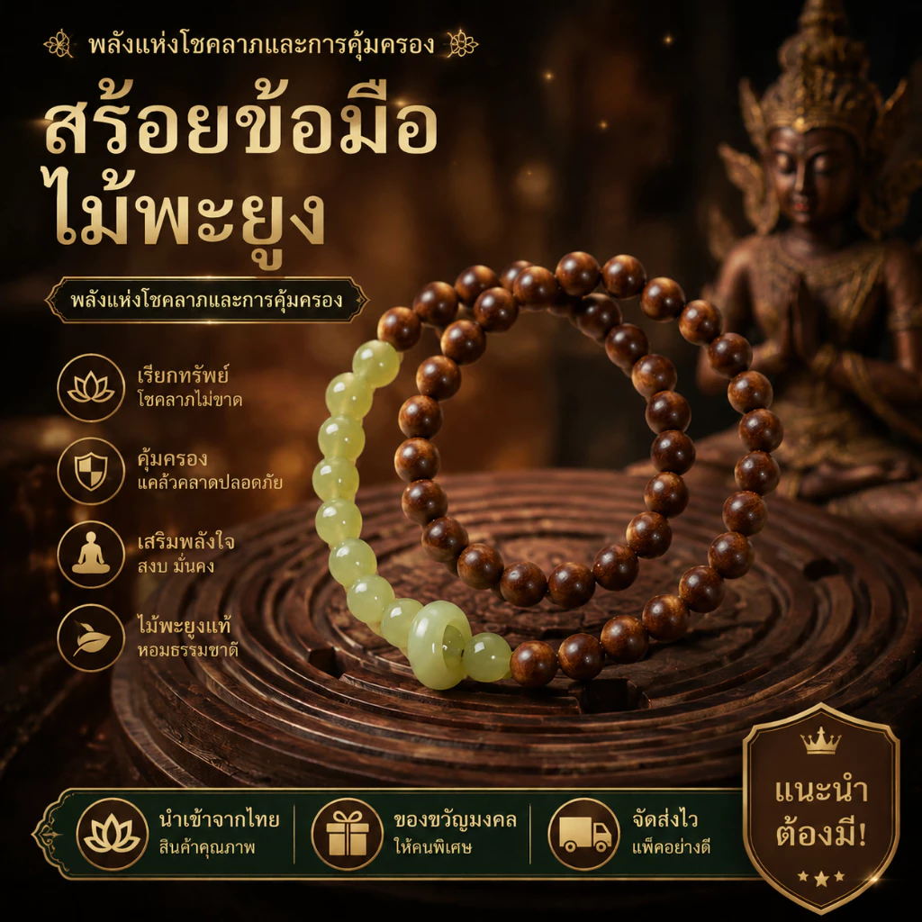 สร้อยข้อมือไม้พะยูง 2 วง เสริมดวง โชคลาภ ความมั่งคั่ง คุ้มครองพลังงานบวก สายมู เสริมโชคเงินทอง สุขภาพดี เสริมสติปัญญา