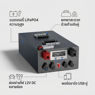แบตเตอรี่ลิเธียม LiFePO4 12V 150Ah/200Ah BMS 100A มีจอแสดงผล พร้อมเครื่องชาร์จ สำหรับโซลาร์ แคมป์ปิ้ง RV