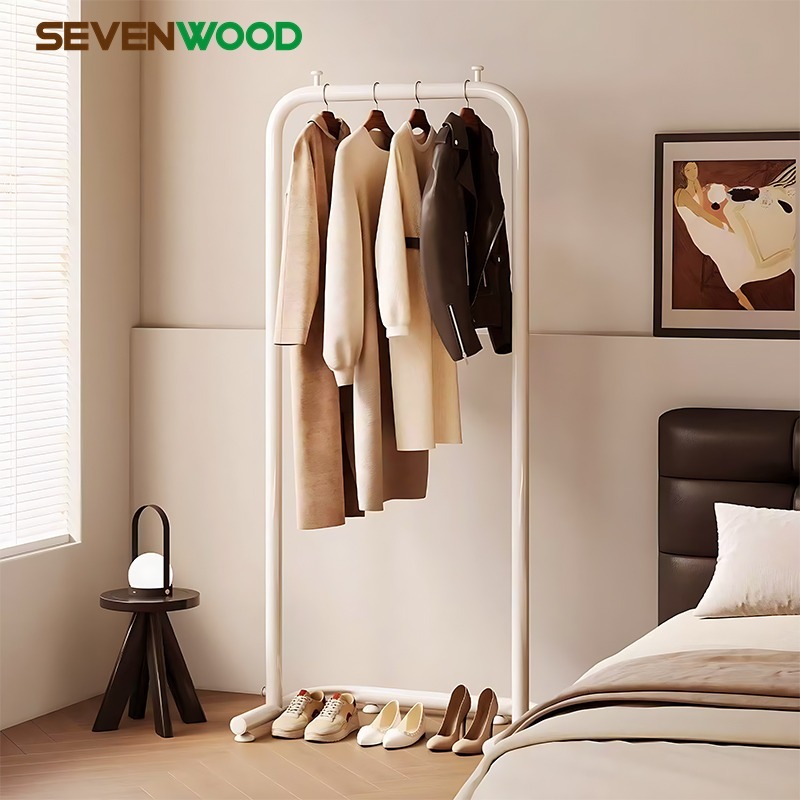 SEVENWOOD ราวแขวนผ้า แขวนกระเป๋า ราวแขวนเสื้ออเนกประสงค์ ชั้นวางเสื้อโค้ทห้องนอน รับน้ำหนักได้มาก โครงเหล็กเเข็งเเรง