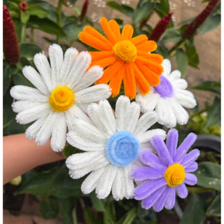 [พร้อมส่ง]ดอกไม้ลวดกำมะหยี่ 🌻 ทานตะวัน เดซี่ ลิลลี่ เยอบีร่า ทิวลิป ห่อซองพลาสติก ผูกริบบิ้น