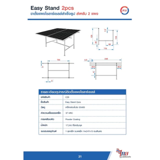 PSI Easy Stand ( 2 แผง , 4 แผง ) โครงสร้างขาตั้ง แผงโซลาร์เซลล์ สำเร็จรูป ( 2 pcs, 4 pcs )