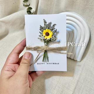 JPCraft🌻-การ์ดอวยพร การ์ดเเต่งดอกไม้แห้ง การ์ดดอกทานตะวัน เขียนข้อความด้านในได้(FC3)
