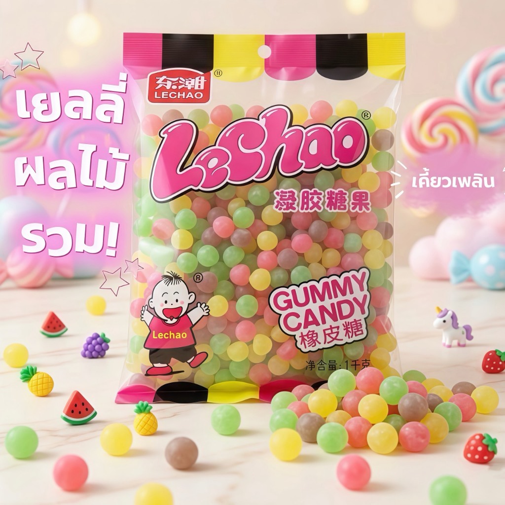 เยลลี่ผลไม้รวม Lechao ขนมเยลลี่เคี้ยวเพลิน กลิ่นหอม รสชาติฟินสุดๆ สายขนมต้องมีติดบ้าน 😋
