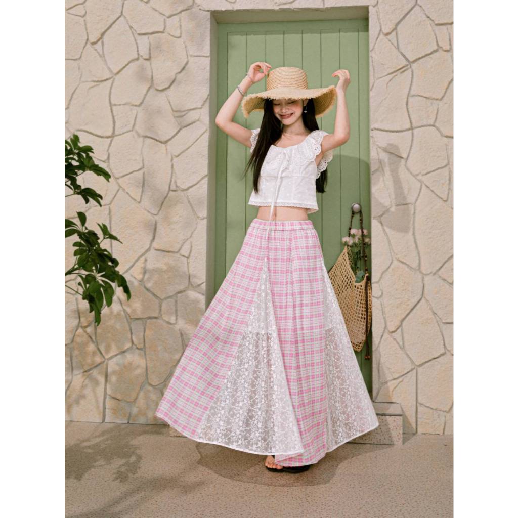 [Preorder] KUOSE : Plaid Flowy Maxi Skirt