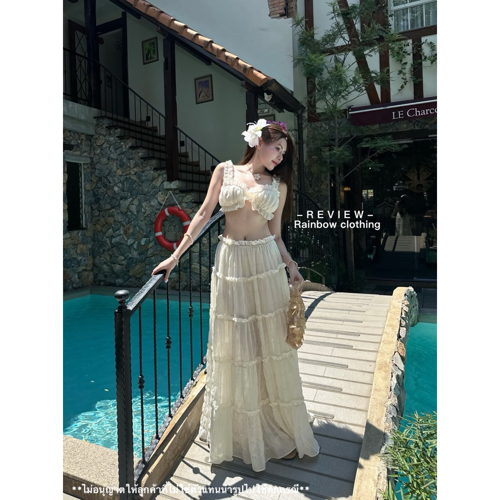Ivory Whisper Set  (ไอวอรี่ วิสเปอร์ เซต)  : เซต 2 ชิ้นโทนครีมละมุน ดีไซน์ระบายพริ้วทั้งตัว effortless แต่ยังดูมีเสน่ห์