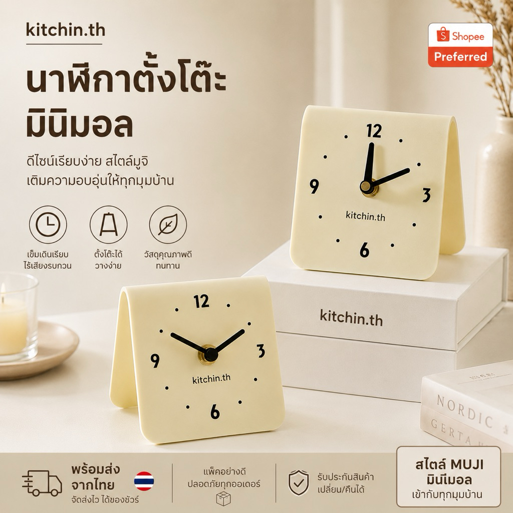 นาฬิกาตั้งโต๊ะ อะคริลิค นาฬิกา(ตัวV)สไตส์ญี่ปุ่น ดิจิทัล*แถมถ่านในตัว