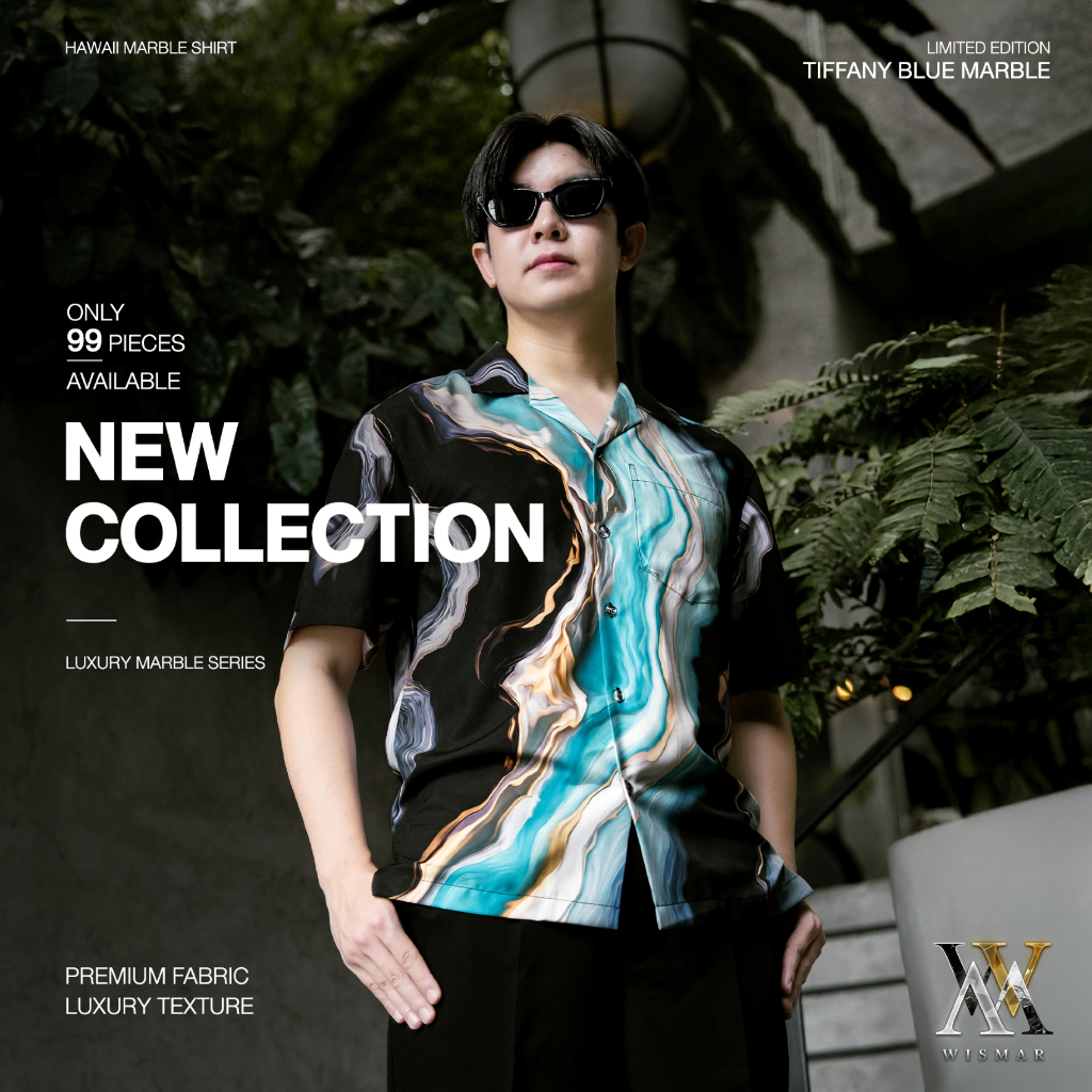 เสื้อเชิ้ตฮาวายลิมิเต็ดทิฟฟานีบลู : Hawaii tiffany blue marble shirt  (Short-Sleeve)