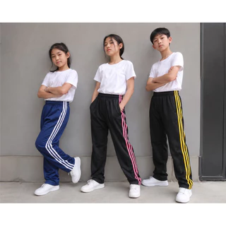 #กางเกงวอร์มขายาว3แถบเด็กใส่กันหนาว#เกงกีฬาพละนักเรียนเด็กเล็กเด็กโต#เกงวอร์มขายาวใส่กันหนาวมีแถบ3เส้นขาปล่อย#