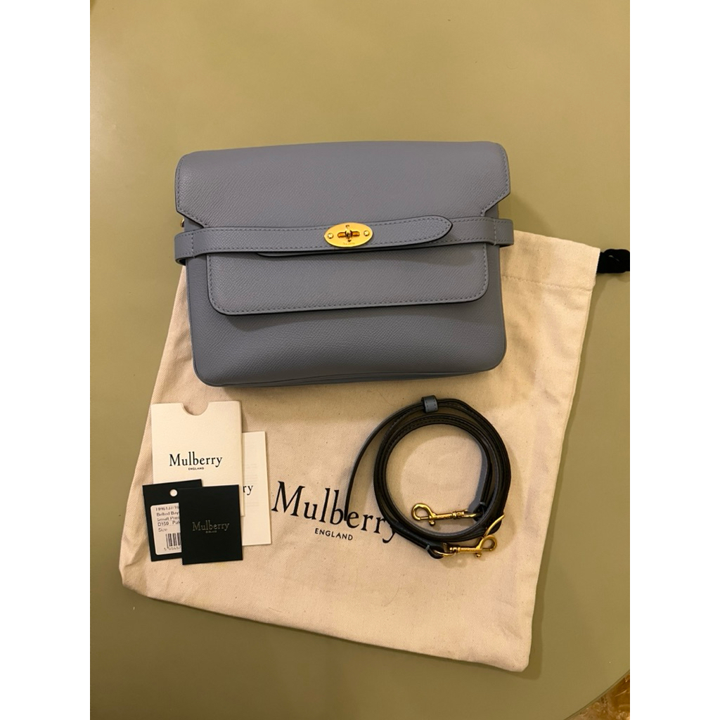 กระเป๋า Mulberry Belt Bayswater Satchel สีฟ้า สวย น่ารักมาก อุปกรณ์ครบ สภาพสวยมาก 🩵