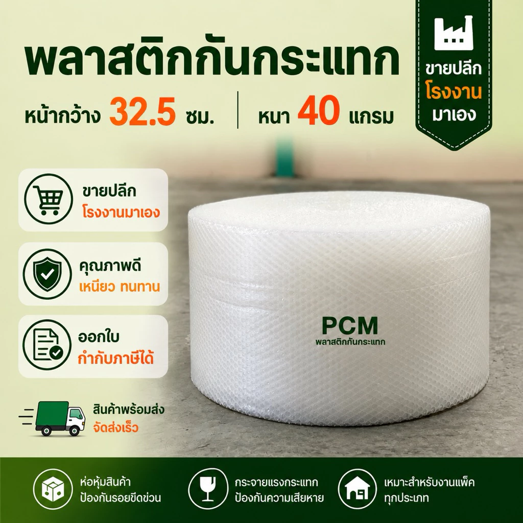 บับเบิ้ลกันกระแทก32.5x100เมตร หนา 40 แกรม สินค้าพร้อมส่ง **ออกใบกำกับภาษีได้** ลูกค้าทักแชทแจ้งรายละเอียด