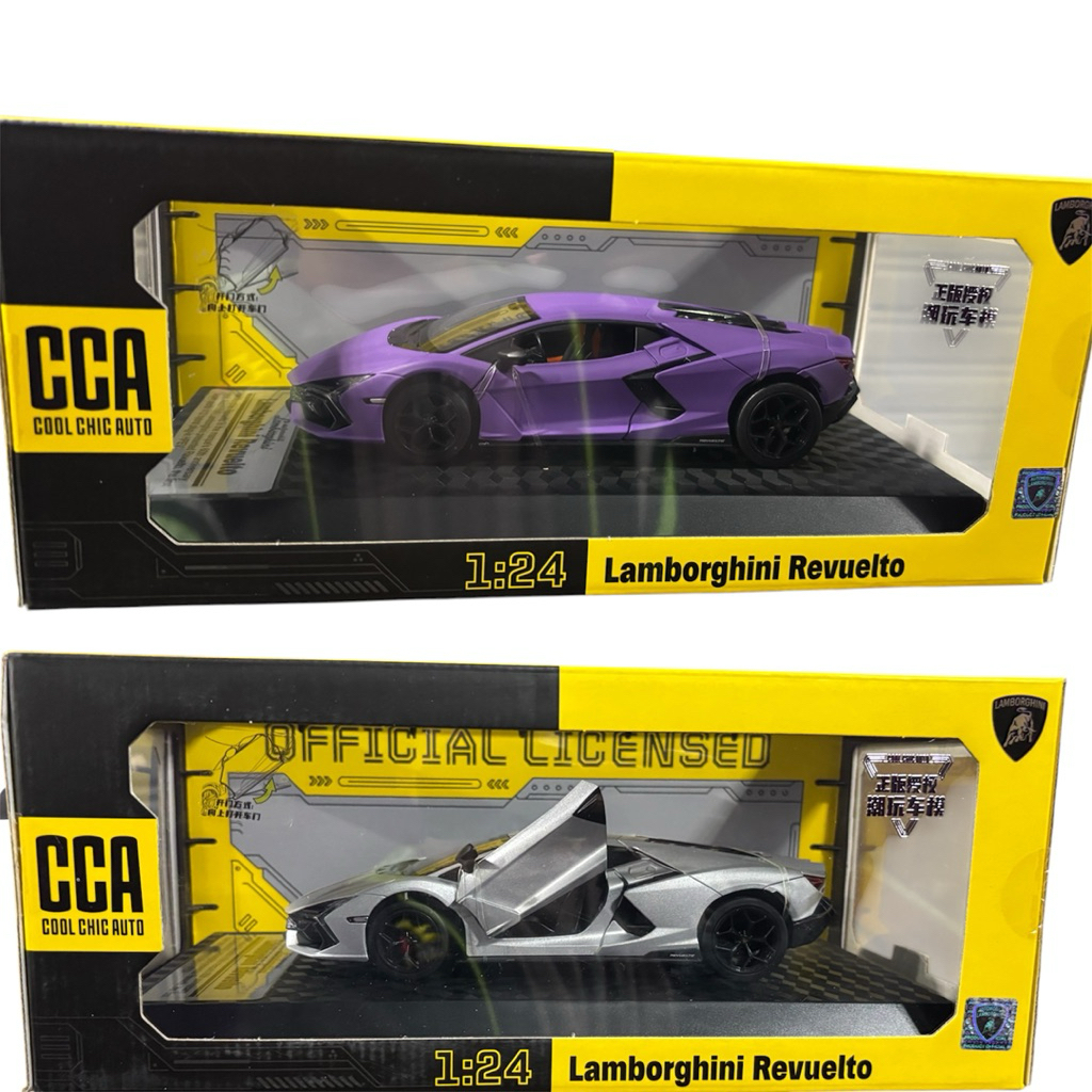 รถ Lamborghini Revuelto (งานเหล็กCCA)สเกล1:24 มีเสียงมีไฟประตูเปิด/ปิดได้รายละเอียดสวยสมจริงเป็นงานโมเดลตั้งโชว์ได้