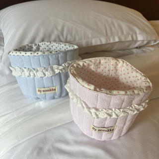 Mellow Cloud Basket ตะกร้าผ้ามินิมอลพาสเทล สไตล์เกาหลีน่ารัก น้ำหนักเบา ใส่เครื่องสำอาง ของจุกจิก แต่งโต๊ะ แต่งห้อง 🧺🌷
