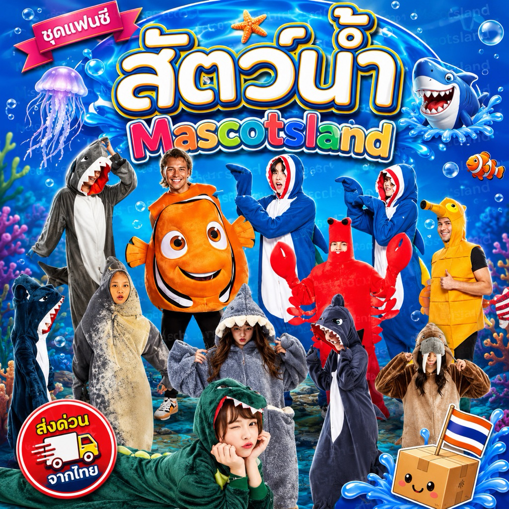 ชุดแฟนซีสัตว์น้ำ🌊พร้อมส่งทุกแบบ🐬ชุดปลา🐳ชุดฉลาม🦐ชุดแฟนซีสัตว์ทะเล🦀ชุดปู🦞ชุดกุ้ง🐟ชุดปลาทู🦑ชุดหมึก