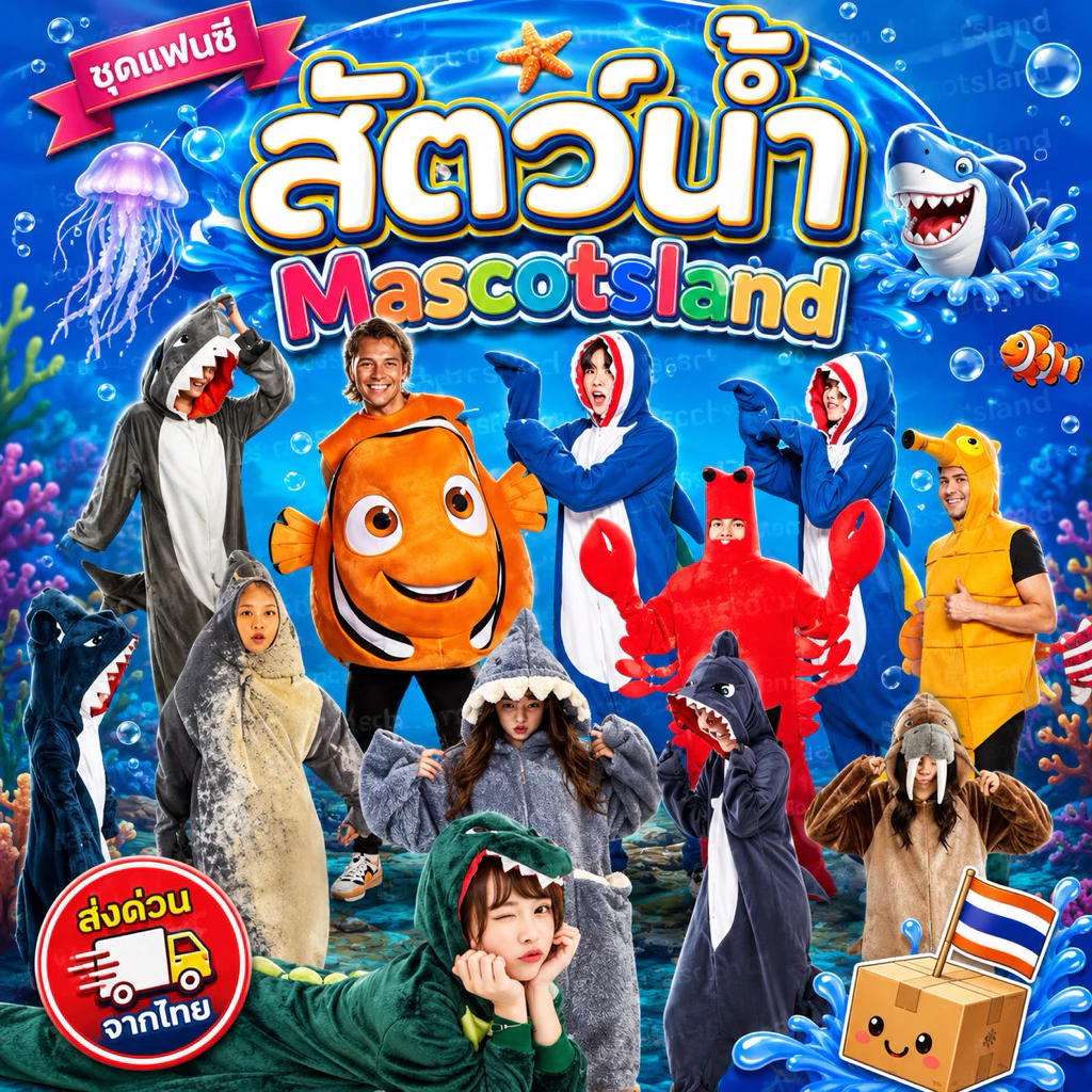 ชุดแฟนซีสัตว์น้ำ🌊พร้อมส่งทุกแบบ🐬ชุดปลา🐳ชุดฉลาม🦐ชุดแฟนซีสัตว์ทะเล🦀ชุดปู🦞ชุดกุ้ง🐟ชุดปลาทู🦑ชุดหมึก