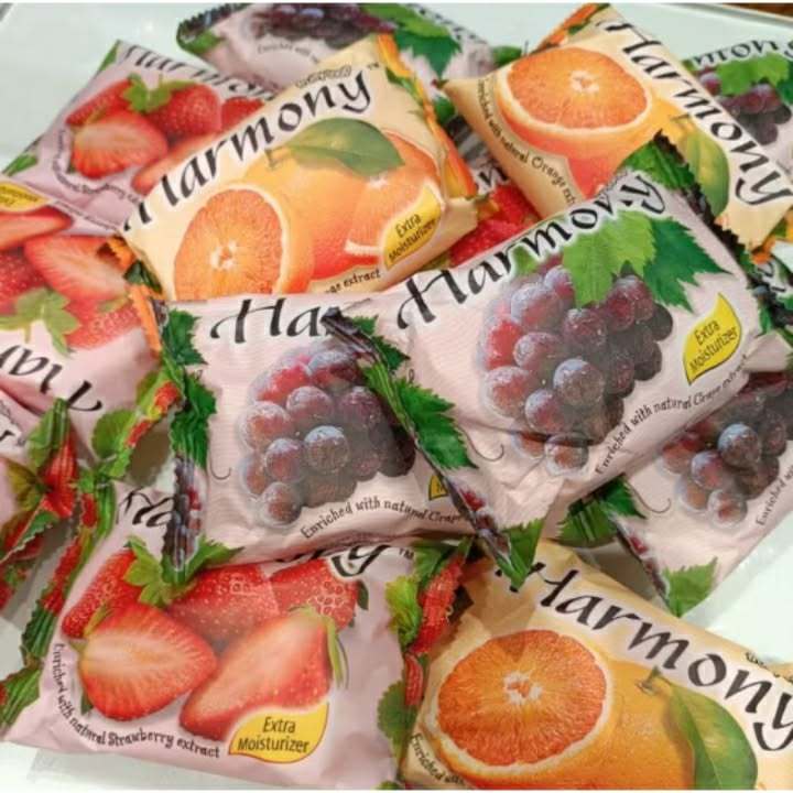 Harmony Soap สบู่ฮาร์โมนี่ สารสกัดจากผลไม้ มีส่วนผสมของAHA กลิ่นหอม อุดมไปด้วยวิตามิน