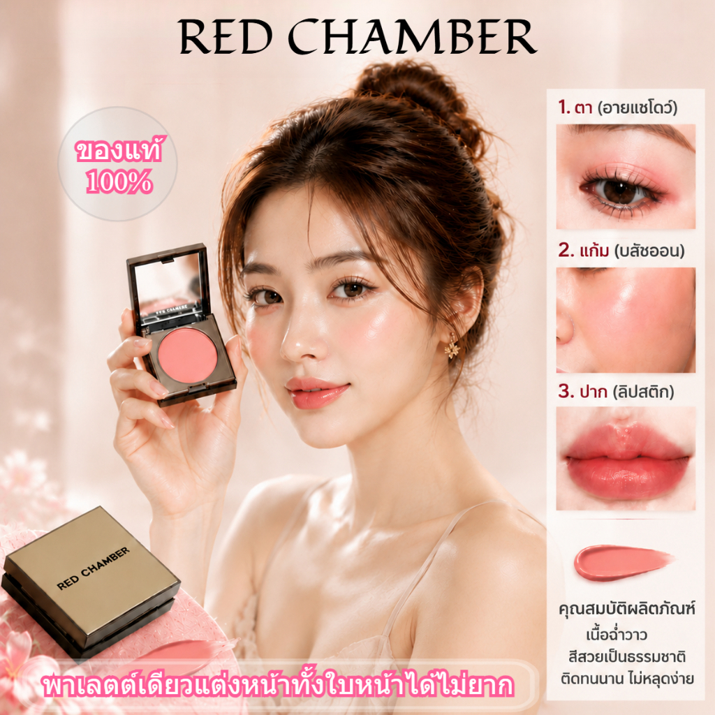 ⏰โปรโมชันจำกัดเวลา RED CHAMBER อายแชโดว์ ลิปสติก บลัชออน 3in1 สีเนื้ออ่อนใช้ประจำวัน พกพาสะดวกมาก【จำกัดจำนวนจำหน่าย】